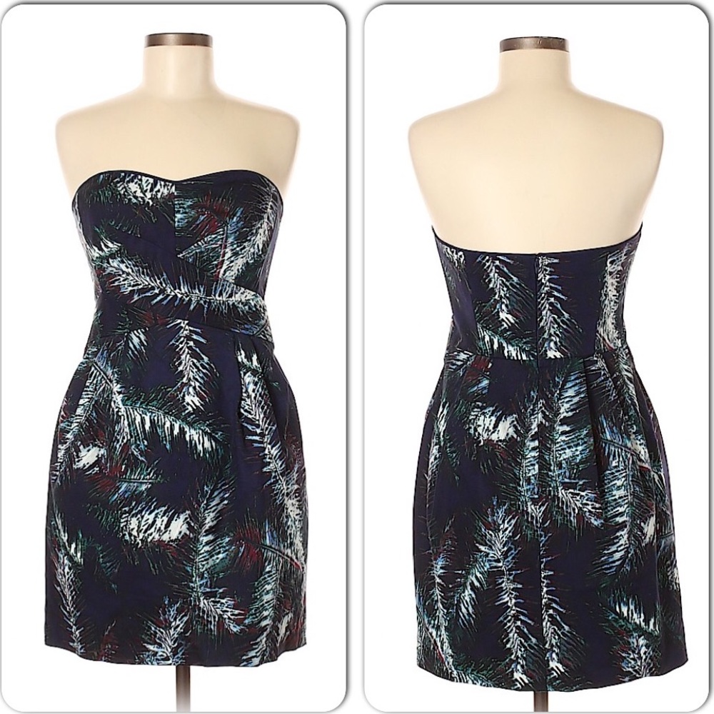 BCBG POCKETS Black strapless dress Fun print